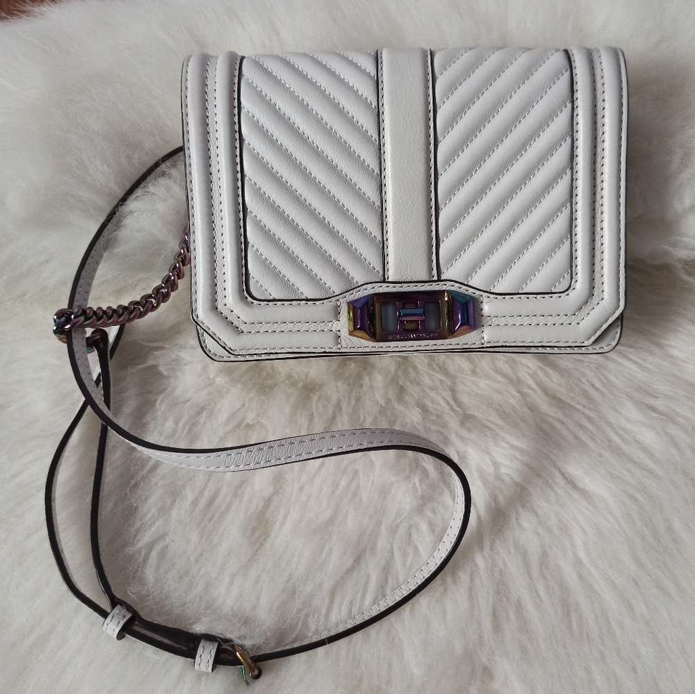 Rebecca Minkoff White Quilted Leather Crossbody Bag